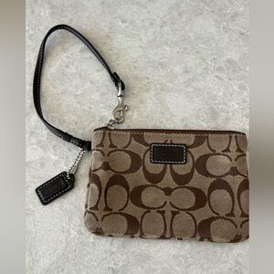 Coach Signature Brown and Cream Wristlet